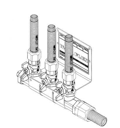 SINGLE 4 PORT MANIFOLD WITH ONE PLUGGED OUTLET PLUG PLUG Figure 4.36 Figure 4.37 A CSST fitting may be used as a connection to allow servicing and replacement of the line regulator.