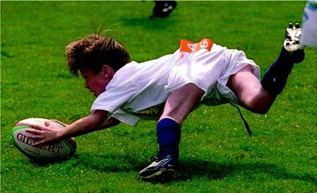 - A try is when you cross the end line and touch the ball to the ground to score a point.