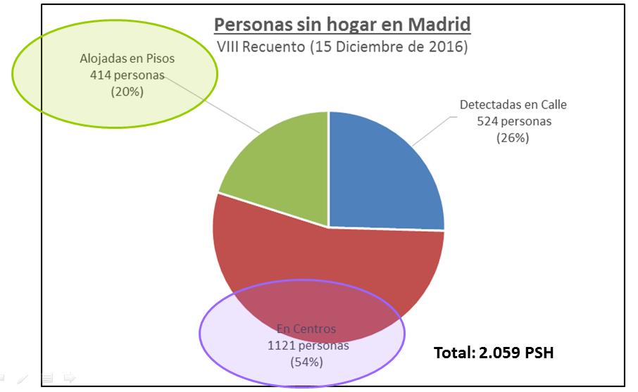 People staying in Apartments 414 people 20% Homeless People in Madrid VIII Counting