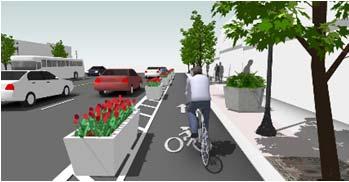 With a 2-3 foot buffer and plastic flexposts With planters separating the bikeway DC - L Street