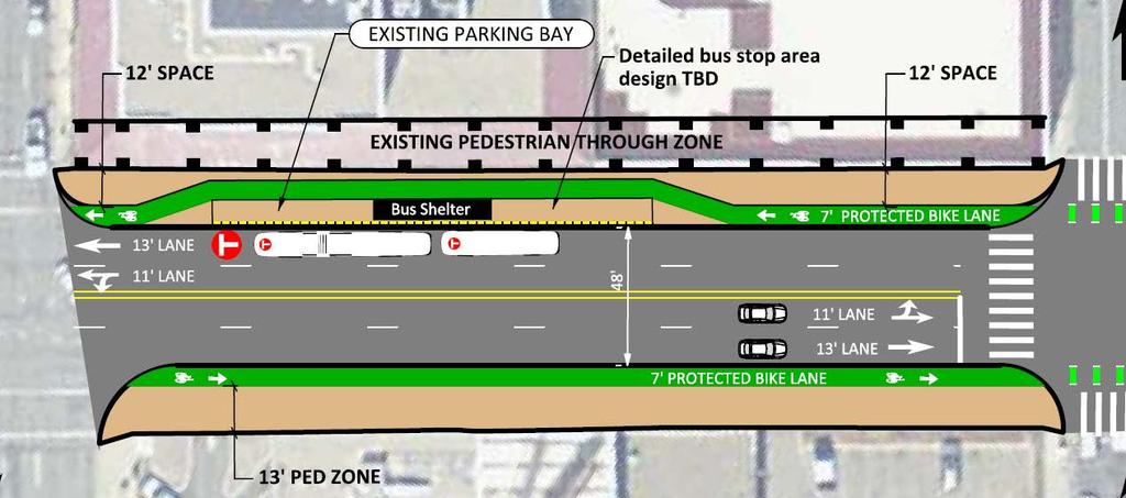 Proposed Concept 10 th St to 12 th St narrower right of