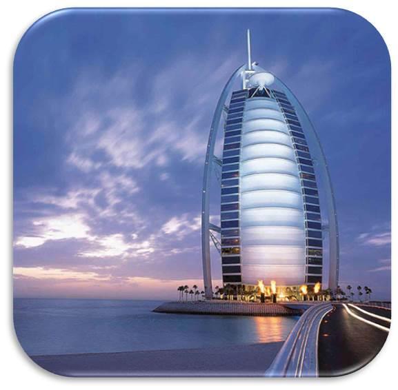Tourist attractions in and around Dubai: Burj AL Arab: Is a luxury hotel located in Dubai, United Arab Emirates? At 321 m (1,053 ft), it is the fourth tallest hotel in the world.