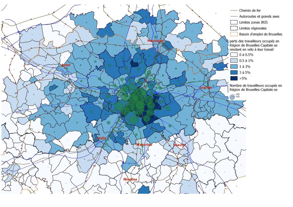 MODAL SHARES OF CYCLING AND NUMBER OF CYCLISTS GOING TO WORK IN THE