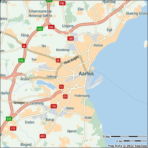 Aarhus 21% on highways 5% on non-highways 23% 24 min 65 h Most congested specific day Mon 10 Dec 2012