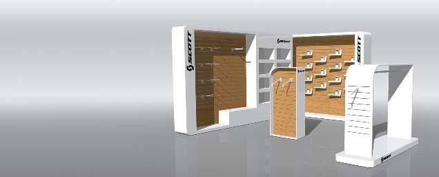 OUR "SHOP IN SHOP HIGH END VERSION" DISPLAYS ARE BASED ON A SLAT WALL SYSTEM.