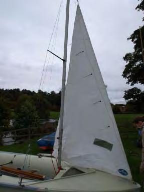 If the mast is adjusted correctly, the jib luff should now be tight, and the forestay a little slack, as shown in the photo.
