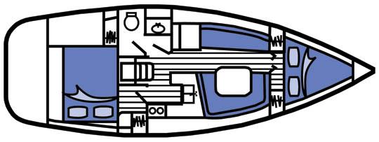 In-mast furling, large cockpit and walk-through transom, plus dodger and full bimini top.