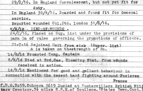 Following are extracts from daily war diary: Lieut. Richards E.S.