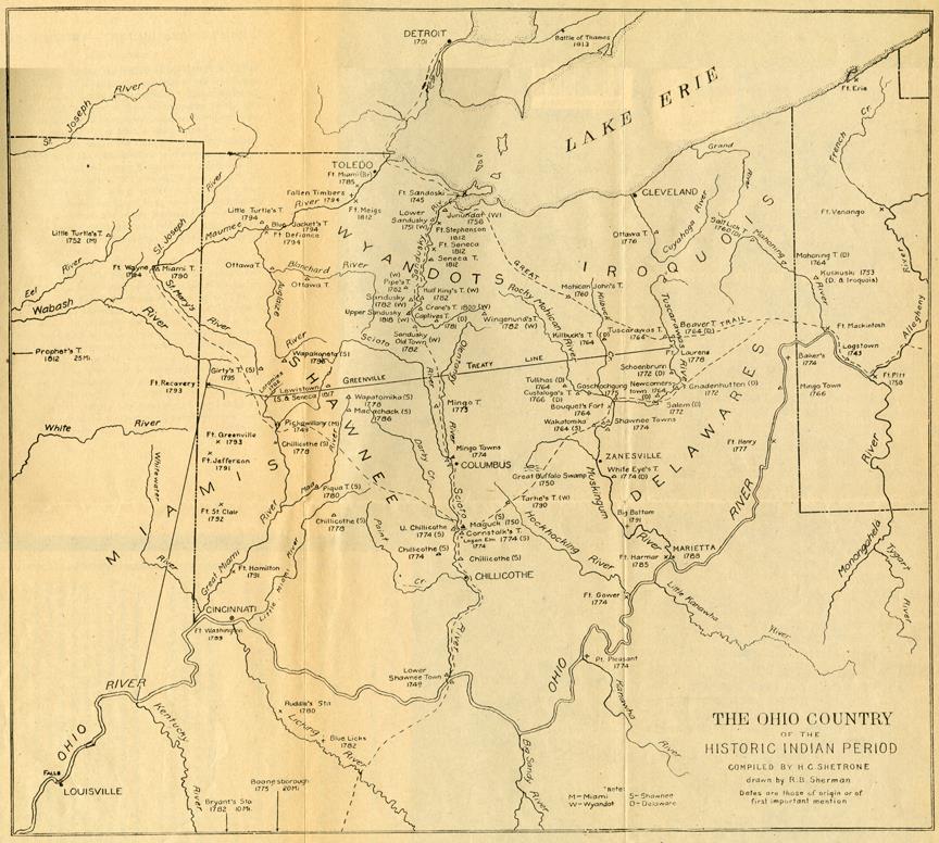 (This map, published in 1918, shows where the American Indian groups and towns