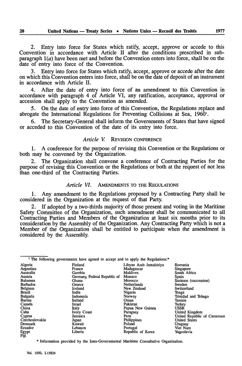 20 United Nations Treaty Series Nations Unies Recueil des Traités 1977 2.