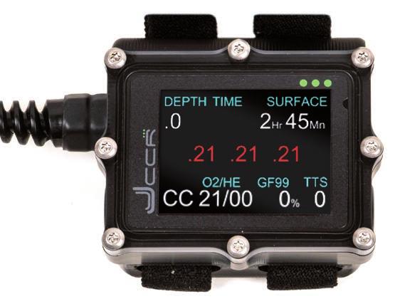 6 bar 3 galvanic cells (type: R17JJ-CCR) Soda lime canister Dive profile: 40 min at 40 m, 5 min at 15 m, 9 m (40 m) for the remaining time Dive profile: 10 min at 100 m, 1 min at 39 m, 1 min (100 m)