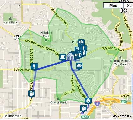 Walk shed map: score 84 out of 100 very walkable most errands can be accomplished on foot Source: walkscore.