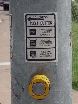 Pushbuttons are provided and accessible (recommended height of 3.5 ). Large pushbuttons used. Design: Pedestrian Facilities 3.