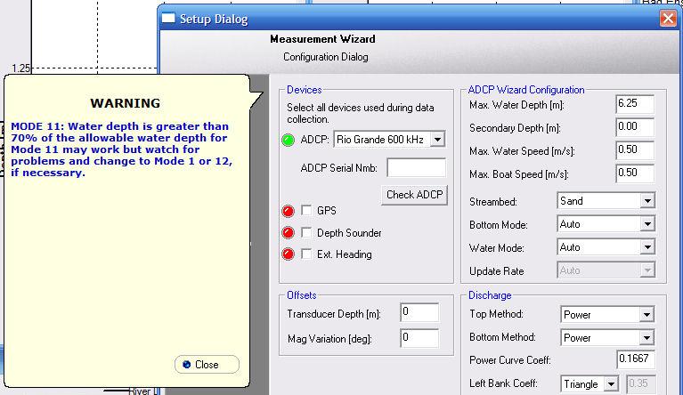 If you are using a Rio Grande ADCP, WinRiver II will automatically detect the ADCP and enter the ADCP Serial Number, otherwise, enter the serial number.