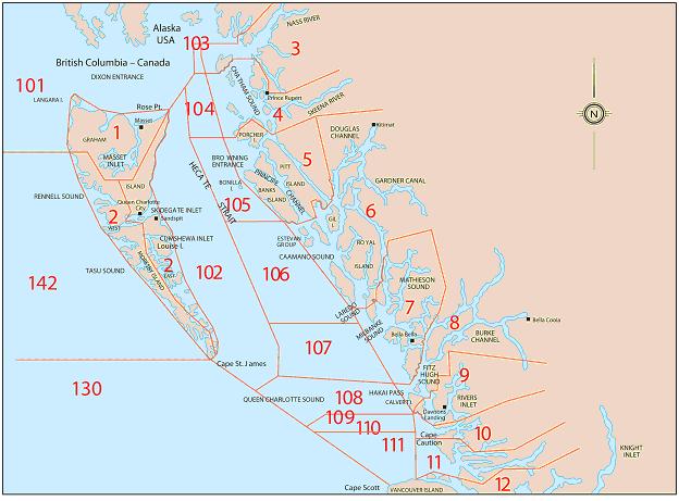 OVERVIEW 1.4 LOCATION OF FISHERY This IFMP is designed to describe the approach to fisheries in tidal and non-tidal waters from Cape Caution north to the B.C./Alaska border, including the Skeena River watershed (Figure 1.