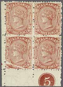 TAS, a fine unused horizontal pair, variety "Imperforate", fresh and fine, large part og. Scarce Gi = 400. 164a * 150 (205) 3 d.