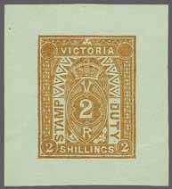 239 Proof (*) 200 (270) Stamp Duty 8 Die Proof in black, engraved by Arthur Williams of Sands & MacDougall, printed on wove paper in an unfinished state prior to the letters 'J' and 'L' being