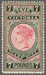 168 223 Corinphila Auction 31 May 2018 Queen Victoria 3482 3482 1886/96: High Values, 7 rosine & black, wmk. V over Crown sideways, perf.