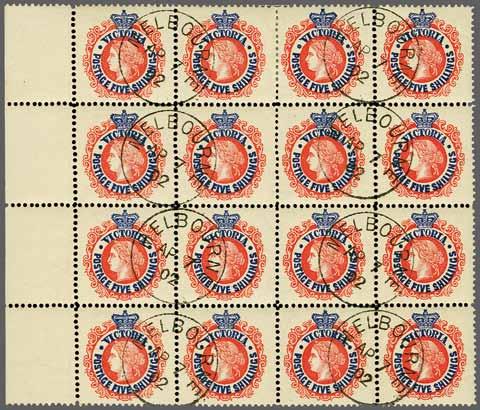 A very rare stamp in a multiple Gi = 240+. Provenance: Collection J. R. W. Purves, RL, London, 14 Jan 1981, lot 1037. 398 4* 200 (270) 3489 3489 5 s.