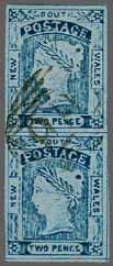 deep Prussian blue, worn impression in an early state on hard blue wove paper, Plate II, position 4, a fine unused example