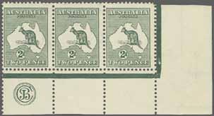 223 Corinphila Auction 31 May 2018 213 1915, Kangaroo, Second Watermark Printing the stamps on a Miehle printing press