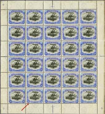 Some aging in margin but scarce and most attractive Gi = 780+. Provenance: Collection Briskham. 19 4*/** 200 (270) 2½ d. black & ultramarine, medium paper, optd. large 'Papua', wmk.