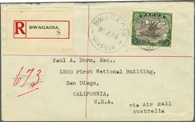 223 Corinphila Auction 31 May 2018 277 3824 3824 1933; Registered cover to San Diego, USA franked by single 1931 1 s. 3 d. on 5 s.