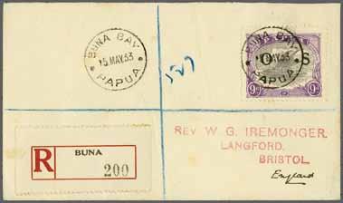 dull purple & red-purple, a fine used example from position 32 on the sheet showing error POSTACE at left, neatly cancelled by Port Moresby cds