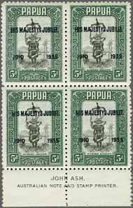 145 5 180 (245) 1935 (July 9): Silver Jubilee, the set of four values, all in marginal blocks of four with JOHN ASH imprints, the 1 d.