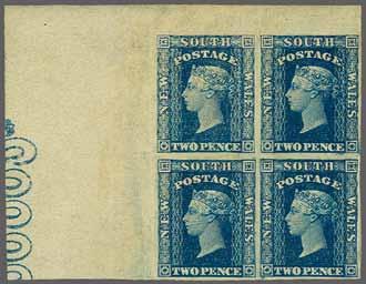carmine-vermilion, imperforate, a used horizontal strip of six, good to large margins all round but sixth stamp touched, of fine fresh colour, cancelled by scarce dotted "140" numeral obliterators of