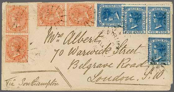 per Row of Six. 10s. per Sheet of Sixty' in blue. Large part or unmounted og. A delightful and rare multiple Gi = 4'800. 188 4*/** 1'000 (1'350) 1871/1902, De La Rue 3106 3106 1 d.