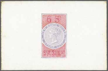 223 Corinphila Auction 31 May 2018 45 1894/1904: Stamp Duty overprinted POSTAGE 3121 3121 De La Rue Die Proof for Stamp Duty 6 s.