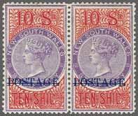 (*) 150 (205) 3123 3122 3122 3123 10 s. violet & claret, overprinted POSTAGE in blue, wmk. NSW type 59, perf.