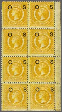 RPSL (1959) Gi = 850. O13 * 120 (160) 3137 3136 3138 3136 3137 3138 1882/85: 8 d. yellow, wmk. inverted and reversed, perf.