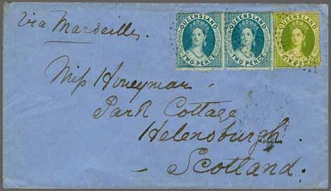58 223 Corinphila Auction 31 May 2018 3154 3153 3153 3154 6 d. bright apple-green and a horizontal pair of 2 d. blue, no wmk., rough perf.