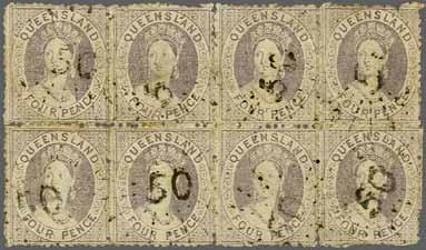 60 223 Corinphila Auction 31 May 2018 1866/67, Lithographed, No Watermarks 3159 3159 4 d. grey-lilac, First Transfer, no wmk., perf.