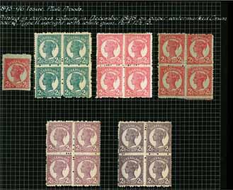 223 Corinphila Auction 31 May 2018 69 3189 3190 3189 3190 1895/96: Colour Trial Proofs (6) for the 2½ d. value, all perforated 12½-13 on gummed wmk.