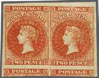Large Star, imperforate, a fine used pair with good margins all round showing re-entry at lower right used with