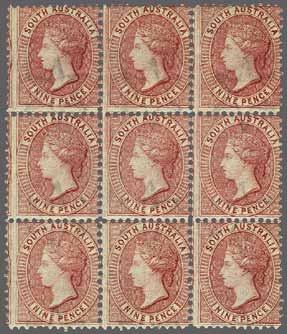 223 Corinphila Auction 31 May 2018 87 1868/79, Perforated 3239 Printing & Stationery Establishment in Gawler 3239 "3-PENCE" on 4 d.