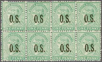 , perf. 10, overprinted O. S. in black, a fine unused horizontal strip of three, variety "O. S. Overprint Double", fresh and very fine, large part og.
