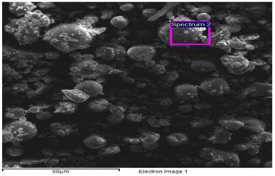 content of the fly ash is below 10% so the fly ash is classified as Class F fly ash according to ASTM standards. The SEM image of fly ash is shown in Figure 3.