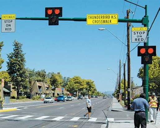 CA-MUTCD Chapter 4F, FHWA Pedestrian Safety Guide and Countermeasure Selection System, Pedestrian Hybrid Beacon (PHB) Where pedestrians have difficulty finding gaps to cross roadway, but a