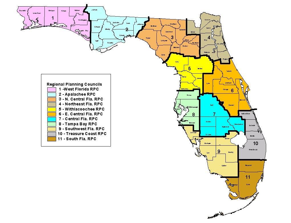 Division of Emergency Management 2010 Statewide Emergency Plan Figure 3-1. Regional Planning Council (RPC) Regions of Florida 3.