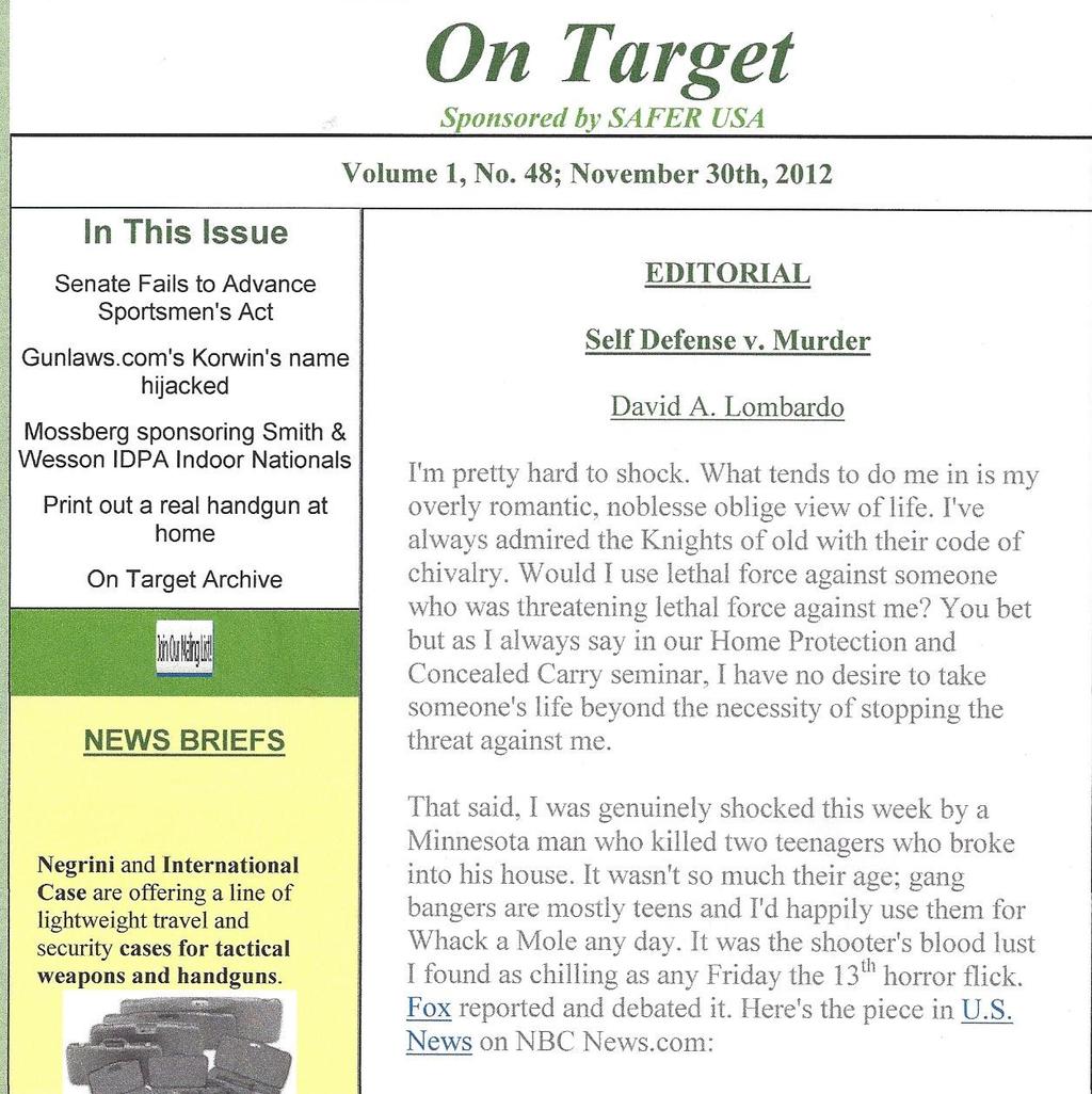 On Target Newsletter is a free, weekly, email delivered newsletter with an editorial, four 185 word industry news articles and five 85 word news and new product shorts.
