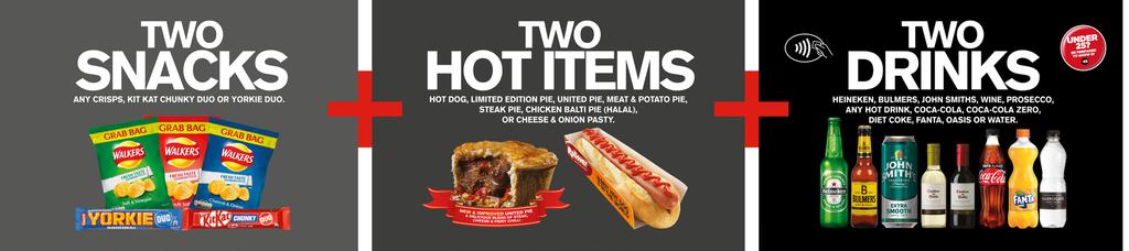 50 Make a selection of one hot item (Limited Edition Pie, Meat & Potato Pie, Steak Pie, United