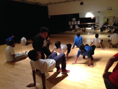 Haseeb drew the line at teaching the boys somersaults and 'suicides'. Ms Coke attempted to join in but only lasted as far as the warm up, she said that ' the workshop was far too difficult.