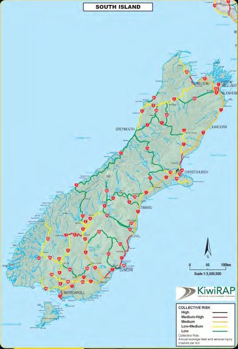 Figure 4-4: KiwiRAP South Island risk maps (collective risk left, personal risk