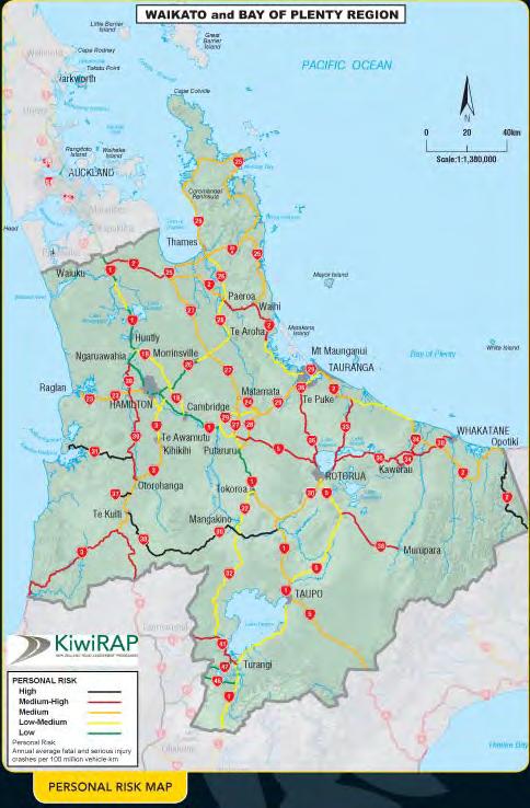 Figure 4-7: KiwiRAP Crash Risk Maps (2002 to 2006 data) We further clarified and updated the crash data (using CAS) and determined that, over the period 2005 to 2009 inclusive, there have been 30