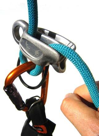 to thread a climbing rope through the belay device.