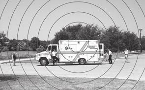 When the ambulance is not moving, the sound waves have the same frequency everywhere. No matter where you stand, the siren sounds the same.